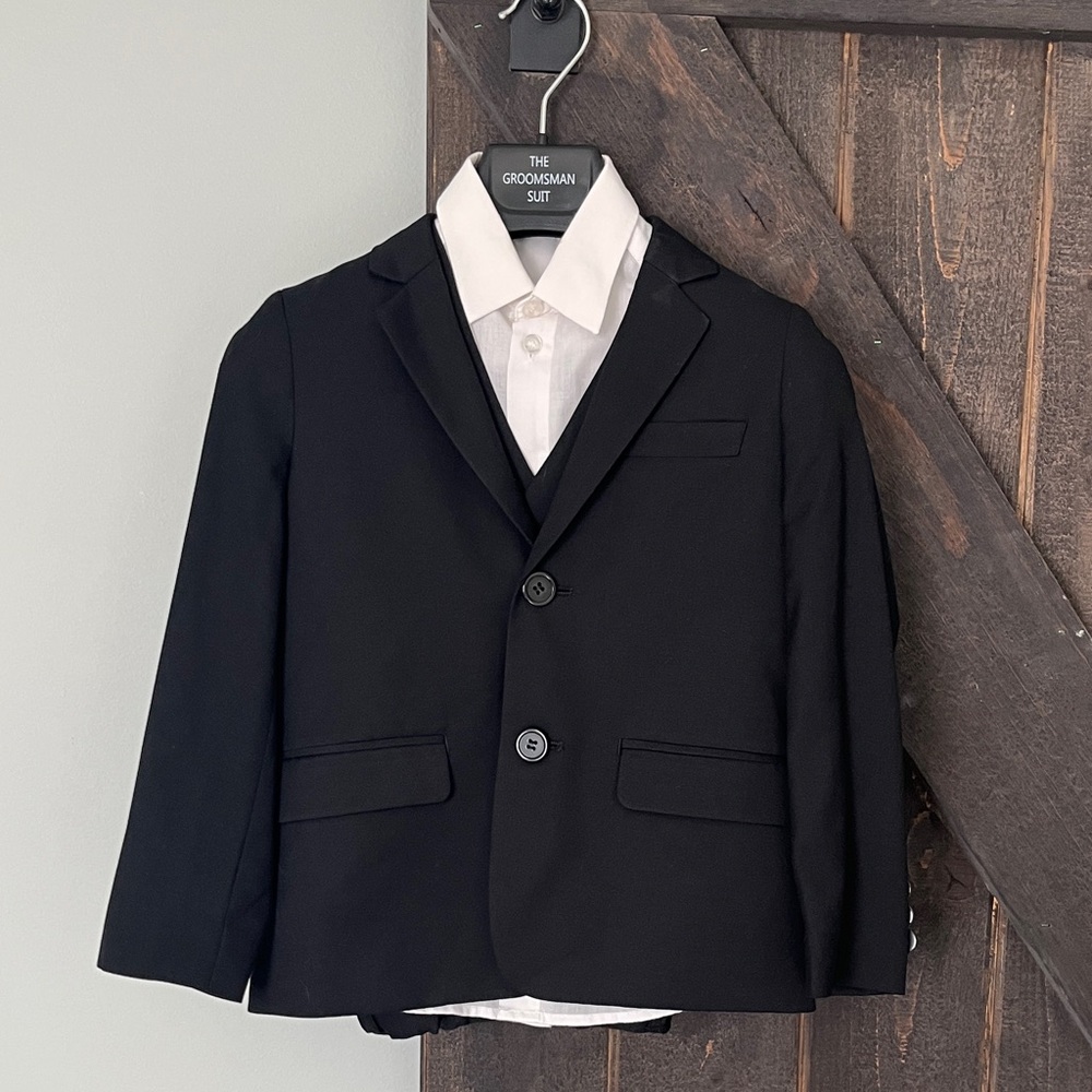 Classic Black Kids 3 Piece Suit with Dress Shirt